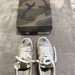 Valentino Green and Gray Camouflage Sneakers